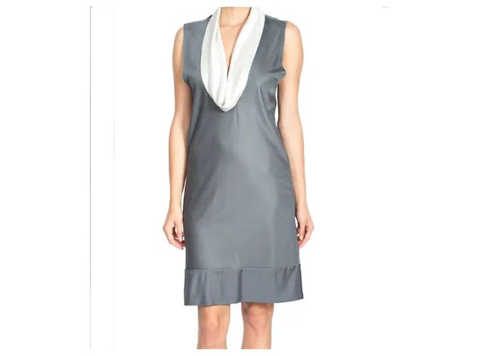 Vestido sin mangas Balenciaga con cuello drapeado Blanco Gris - vista 5
