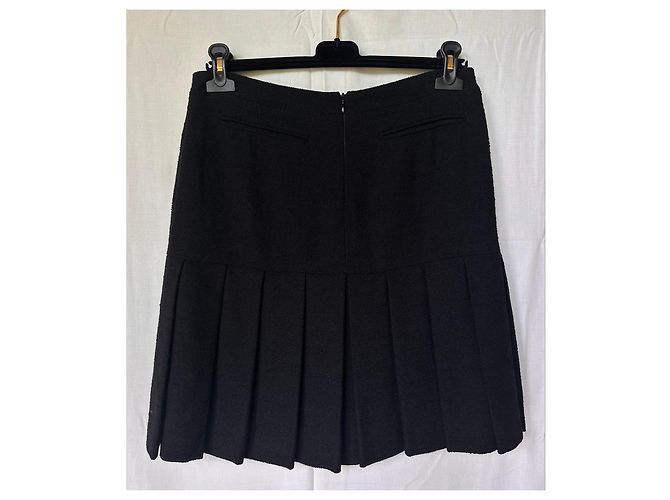 Falda Chanel de lana negra plisada Negro - vista 2