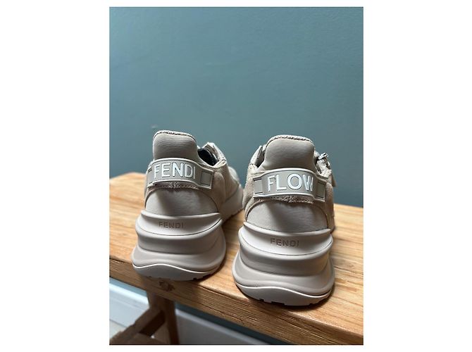 Fendi Flow Sneakers in pelle e camoscio Beige - vista 6