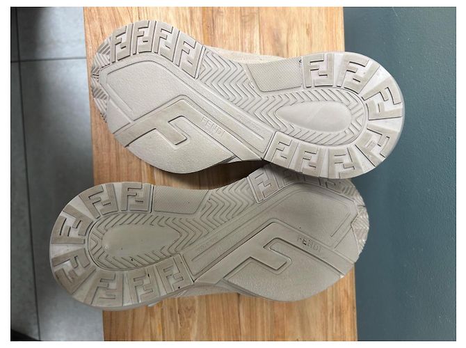 Fendi Flow Sneakers in pelle e camoscio Beige - vista 7
