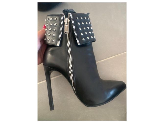 Autre Marque Saint Laurent Stivaletti in pelle nera borchiata Nero - vista 2