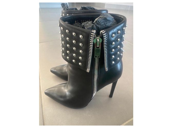 Autre Marque Saint Laurent Stivaletti in pelle nera borchiata Nero - vista 4