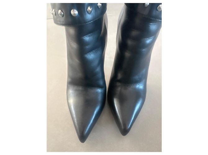 Autre Marque Saint Laurent Stivaletti in pelle nera borchiata Nero - vista 5