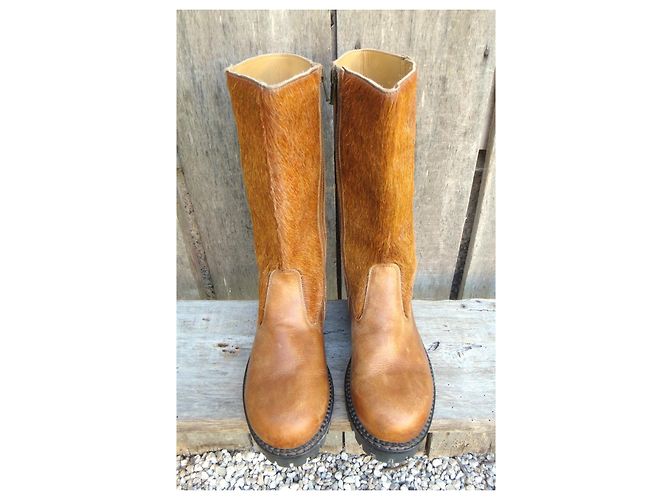 Autre Marque Botas de caña media Maze de cuero y pelo de poni marrón Castaño - vista 3
