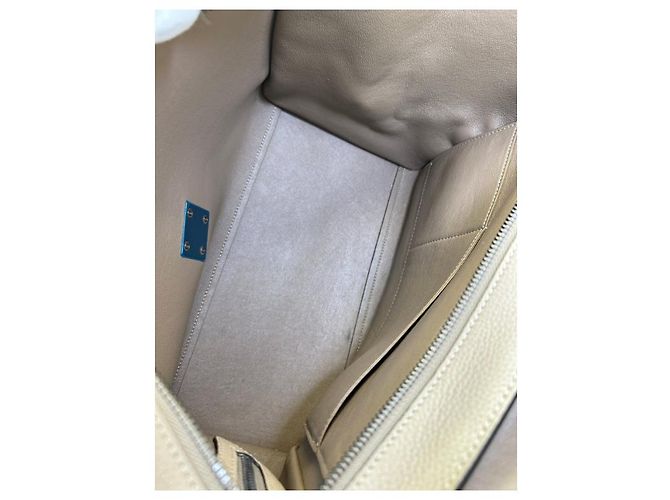 Céline Celine Trapeze Borsa in Pelle e Camoscio Beige - vista 6