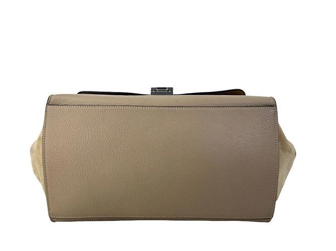 Céline Celine Trapeze Borsa in Pelle e Camoscio Beige - vista 7
