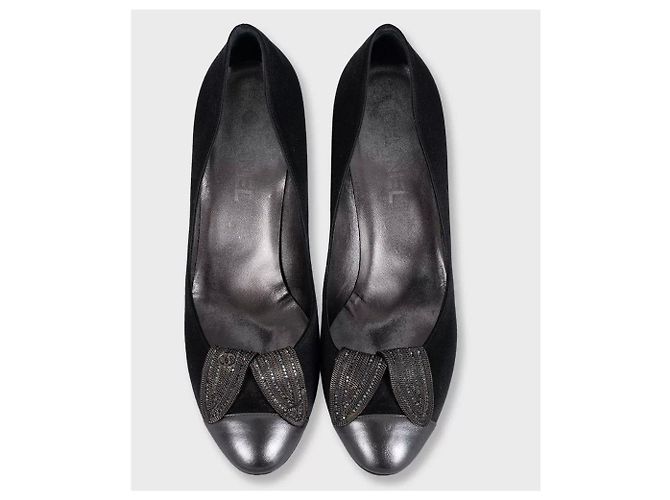 Décolleté CHANEL Nere con Cristalli e Punta Rinforzata 39 Usate - vista 2