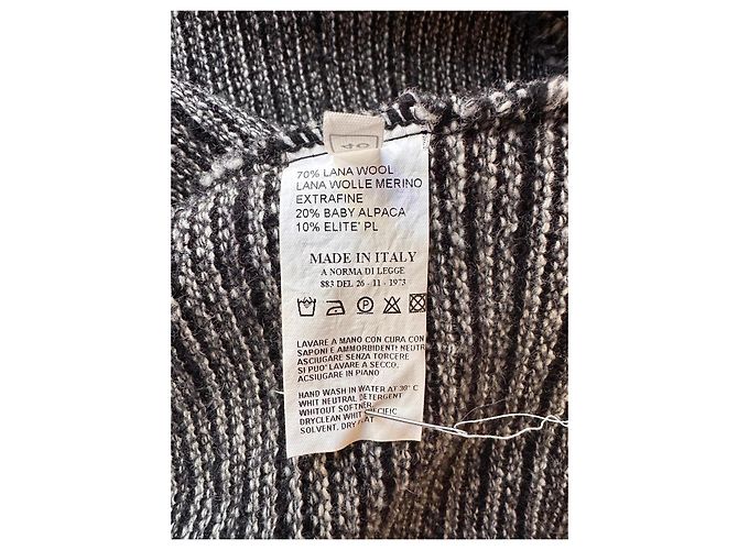 Autre Marque BASE Cardigan aus Merinowolle und Alpaka Weiß Grau - Ansicht 4
