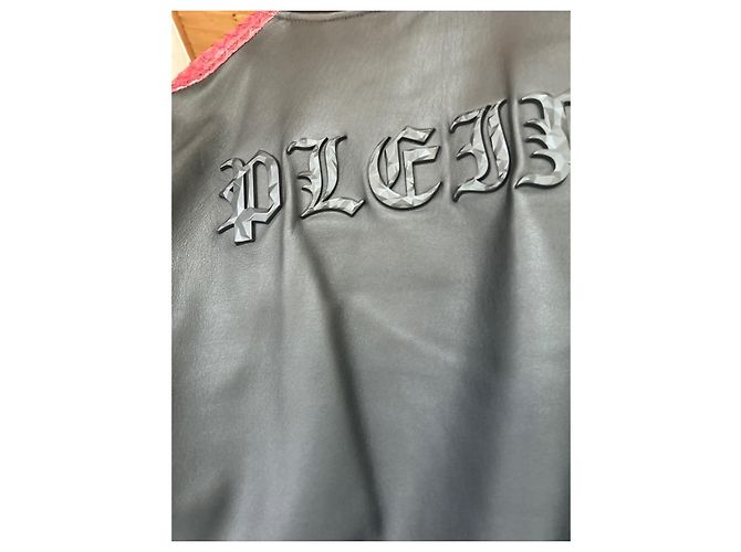 Philipp Plein Bomber de Cuero y Pitón Negro Roja - vista 10