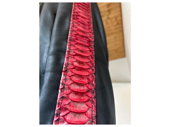 Philipp Plein Bomber de Cuero y Pitón Negro Roja - vista 14