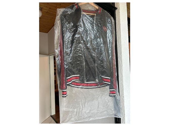 Philipp Plein Bomber de Cuero y Pitón Negro Roja - vista 17