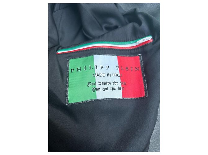 Philipp Plein Bomber de Cuero y Pitón Negro Roja - vista 2