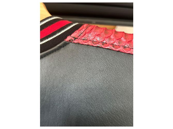 Philipp Plein Bomber de Cuero y Pitón Negro Roja - vista 6
