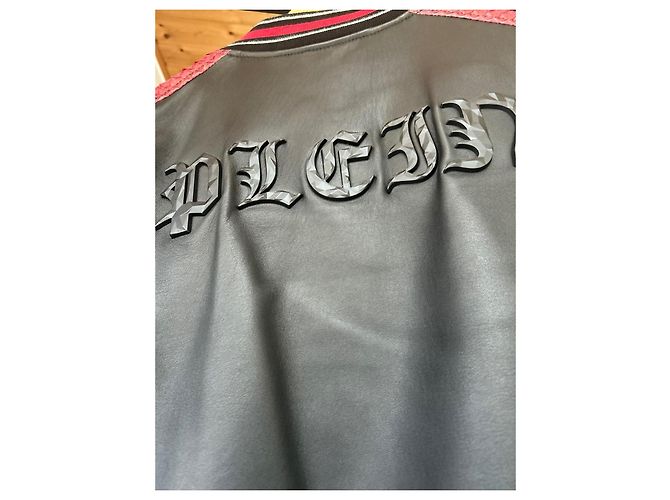 Philipp Plein Bomber de Cuero y Pitón Negro Roja - vista 7