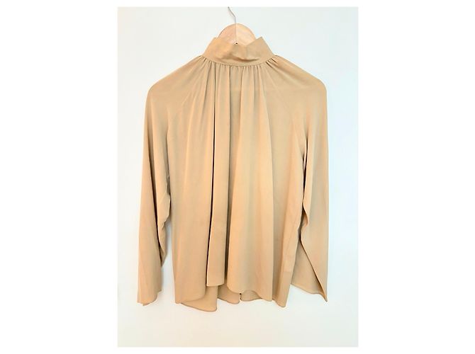 The Row Blusa de seda cuello alto Beige - vista 2