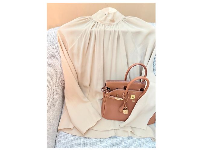 The Row Blusa de seda cuello alto Beige - vista 7