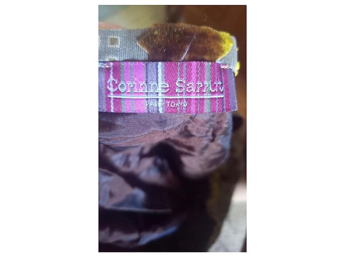 Saia midi Corinne Sarrut estampada Marrom Multicor Amarelo - vista 3