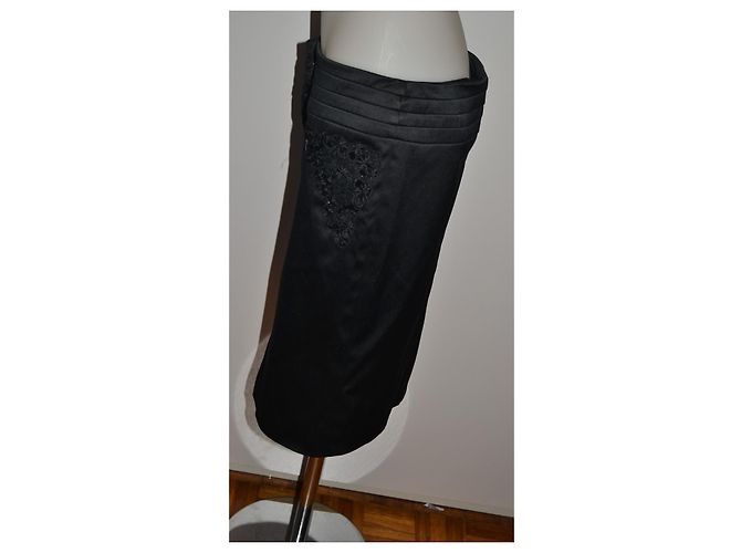 Gonna Dolce & Gabbana in raso nera con pizzo e paillettes Nero - vista 4