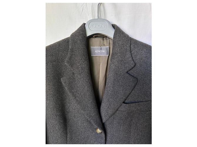 Abrigo largo Agnona en mezcla de cashmere gris - vista 2