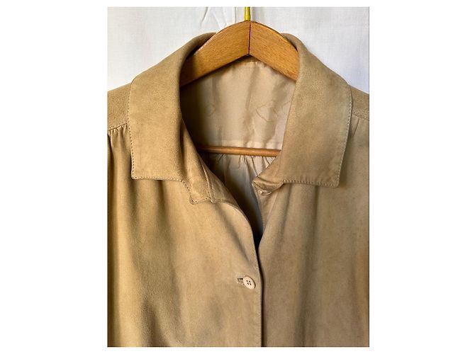 Autre Marque Chaqueta Barelli de ante beige con botones - vista 2