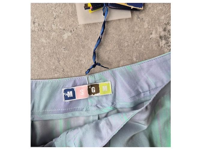 MSGM weite Seidenhose mit mehrfarbigem Tie-Dye-Print Blau Mehrfarben Grün Lila Gelb - Ansicht 4