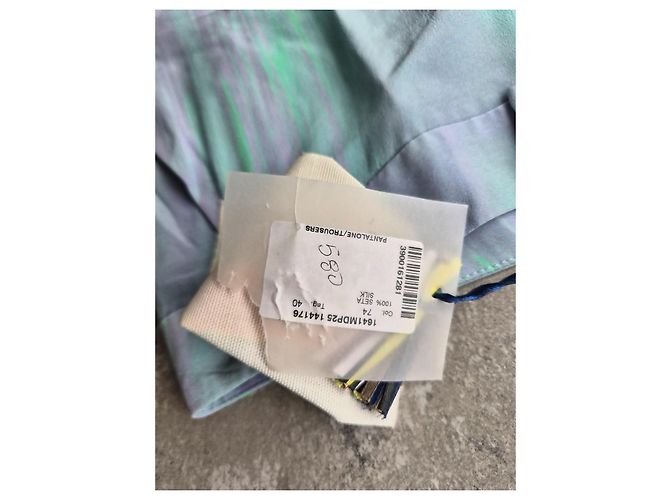MSGM weite Seidenhose mit mehrfarbigem Tie-Dye-Print Blau Mehrfarben Grün Lila Gelb - Ansicht 5