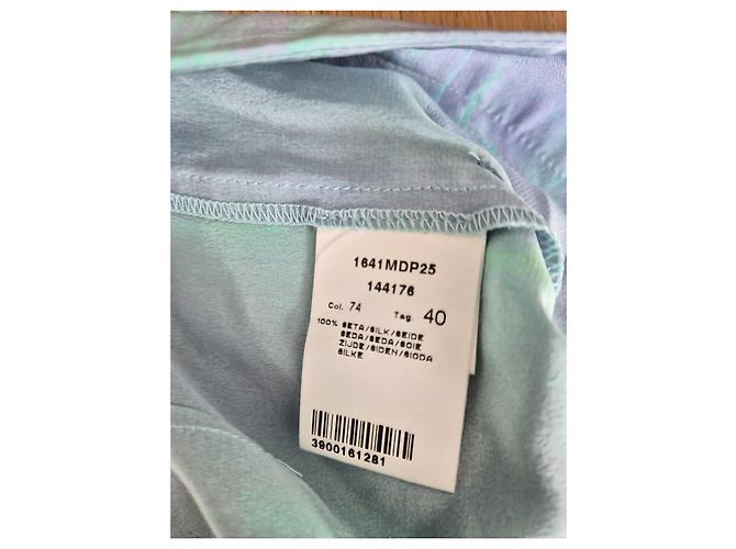 MSGM weite Seidenhose mit mehrfarbigem Tie-Dye-Print Blau Mehrfarben Grün Lila Gelb - Ansicht 7