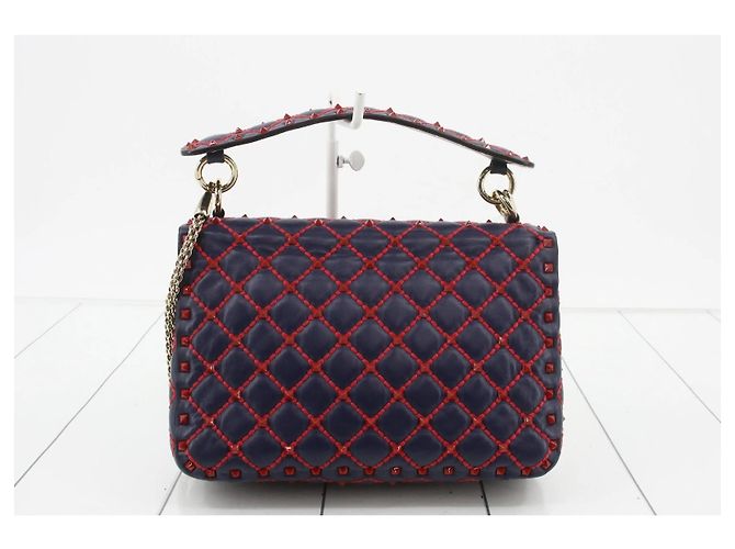 Valentino Garavani Rockstud Borsa a Tracolla Pelle Blu Rosso - vista 2