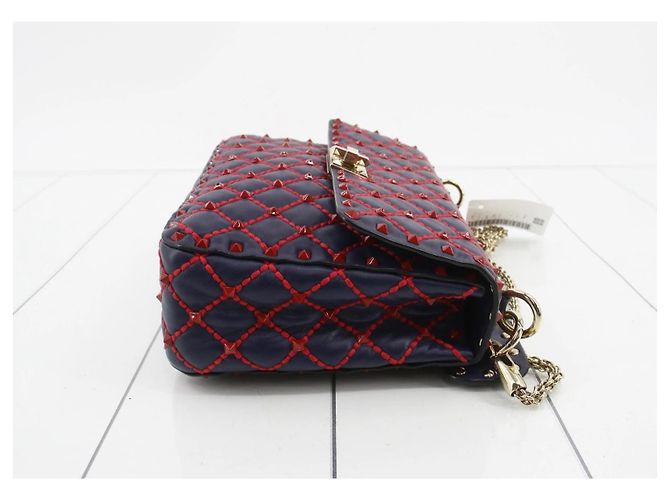 Valentino Garavani Rockstud Borsa a Tracolla Pelle Blu Rosso - vista 3