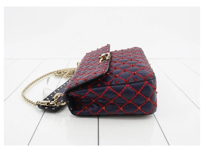 Valentino Garavani Rockstud Borsa a Tracolla Pelle Blu Rosso - vista 4