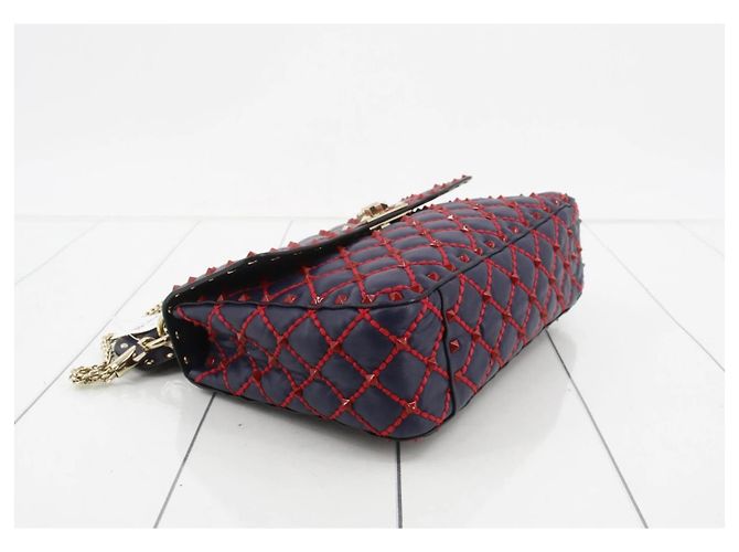 Valentino Garavani Rockstud Borsa a Tracolla Pelle Blu Rosso - vista 5