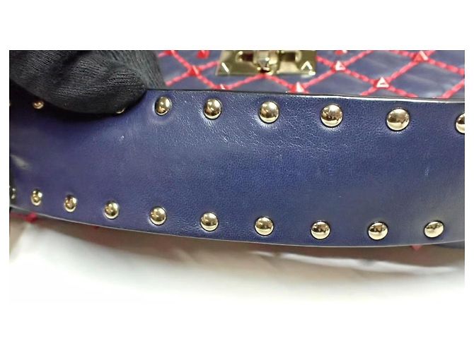 Valentino Garavani Rockstud Borsa a Tracolla Pelle Blu Rosso - vista 7
