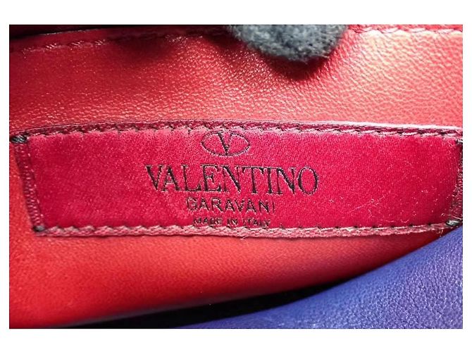 Valentino Garavani Rockstud Borsa a Tracolla Pelle Blu Rosso - vista 9