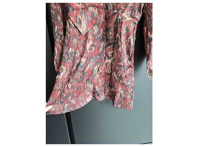 Vestido estampado Iro de seda y viscosa Negro Blanco Roja - vista 2