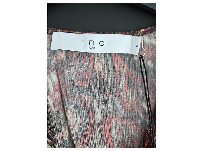 Vestido estampado Iro de seda y viscosa Negro Blanco Roja - vista 3