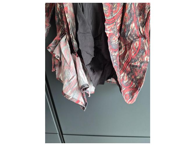 Vestido estampado Iro de seda y viscosa Negro Blanco Roja - vista 5