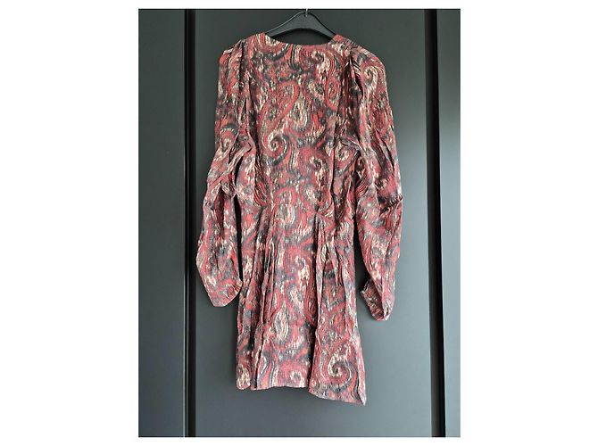 Vestido estampado Iro de seda y viscosa Negro Blanco Roja - vista 7