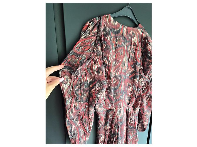 Vestido estampado Iro de seda y viscosa Negro Blanco Roja - vista 8