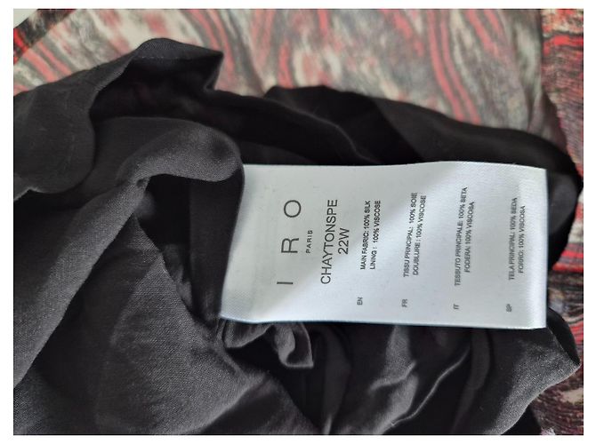Vestido estampado Iro de seda y viscosa Negro Blanco Roja - vista 9