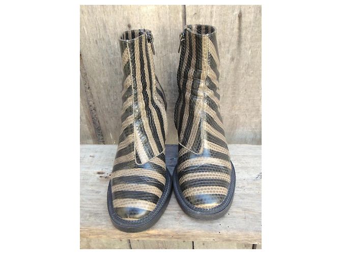 Botines de piel Robert Clergerie Negro Beige - vista 3