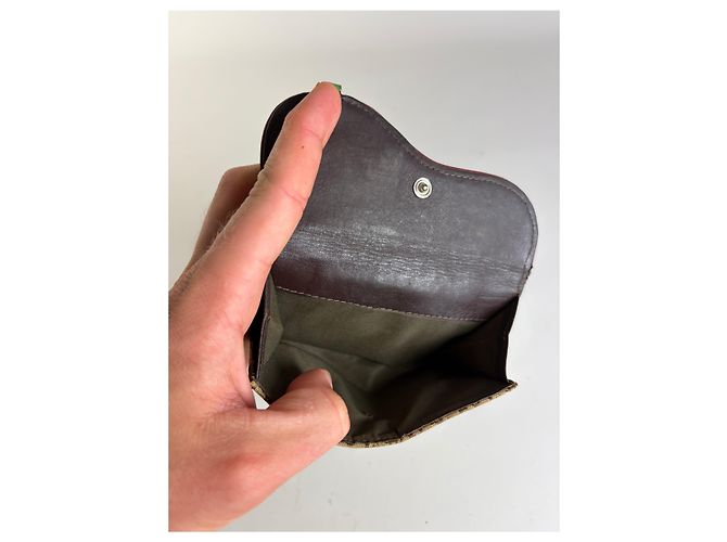 Vintage Dior Monogram Canvas Flap Wallet Brown Red - view 5