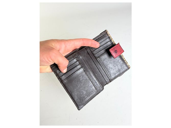 Vintage Dior Monogram Canvas Flap Wallet Brown Red - view 6
