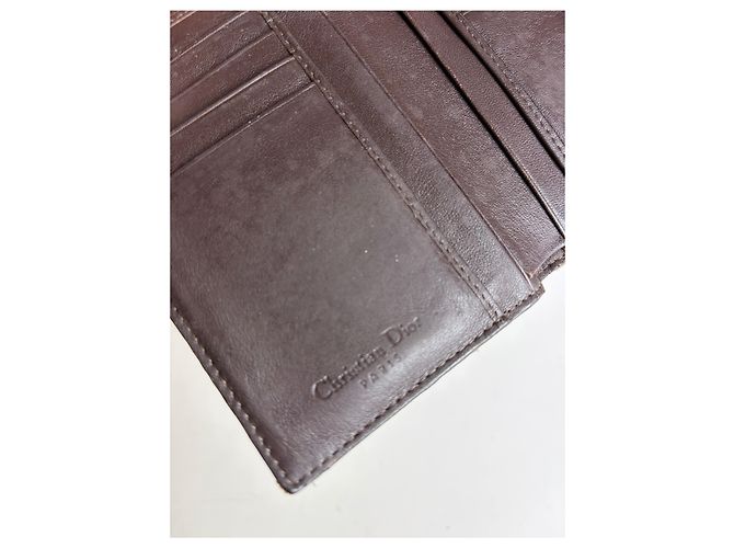 Vintage Dior Monogram Canvas Flap Wallet Brown Red - view 7