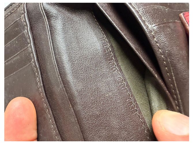 Vintage Dior Monogram Canvas Flap Wallet Brown Red - view 8