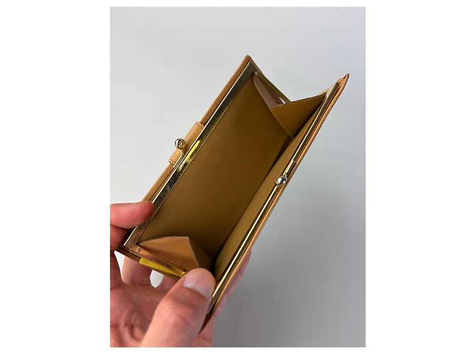 Triomphe Céline Vintage Celine Monogram Canvas Bifold Wallet Beige Brown - view 7