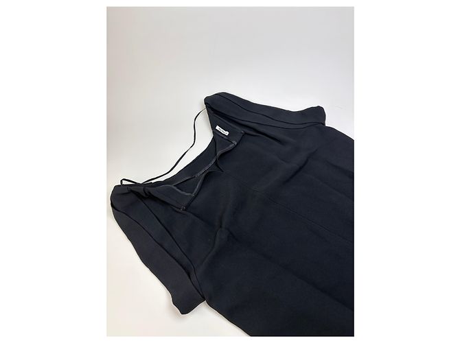 Vintage Miu Miu Ärmelloses Drapiertes Kleid Schwarz M - Ansicht 10