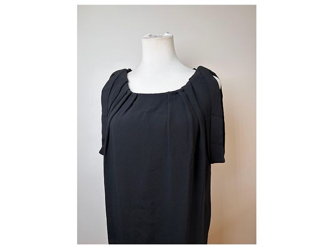 Vintage Miu Miu Ärmelloses Drapiertes Kleid Schwarz M - Ansicht 14