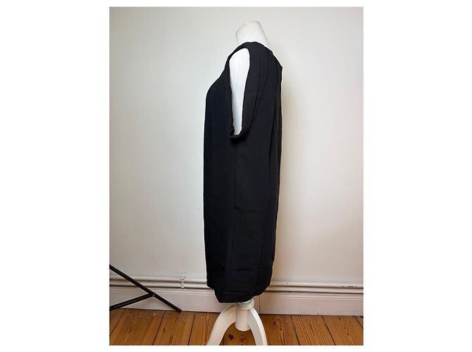 Vintage Miu Miu Ärmelloses Drapiertes Kleid Schwarz M - Ansicht 2
