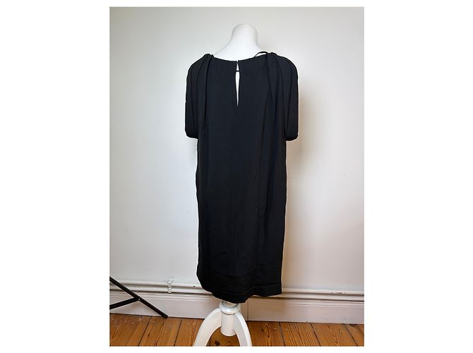 Vintage Miu Miu Ärmelloses Drapiertes Kleid Schwarz M - Ansicht 3