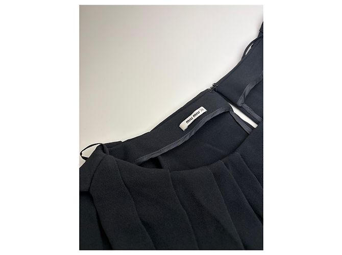 Vintage Miu Miu Ärmelloses Drapiertes Kleid Schwarz M - Ansicht 6